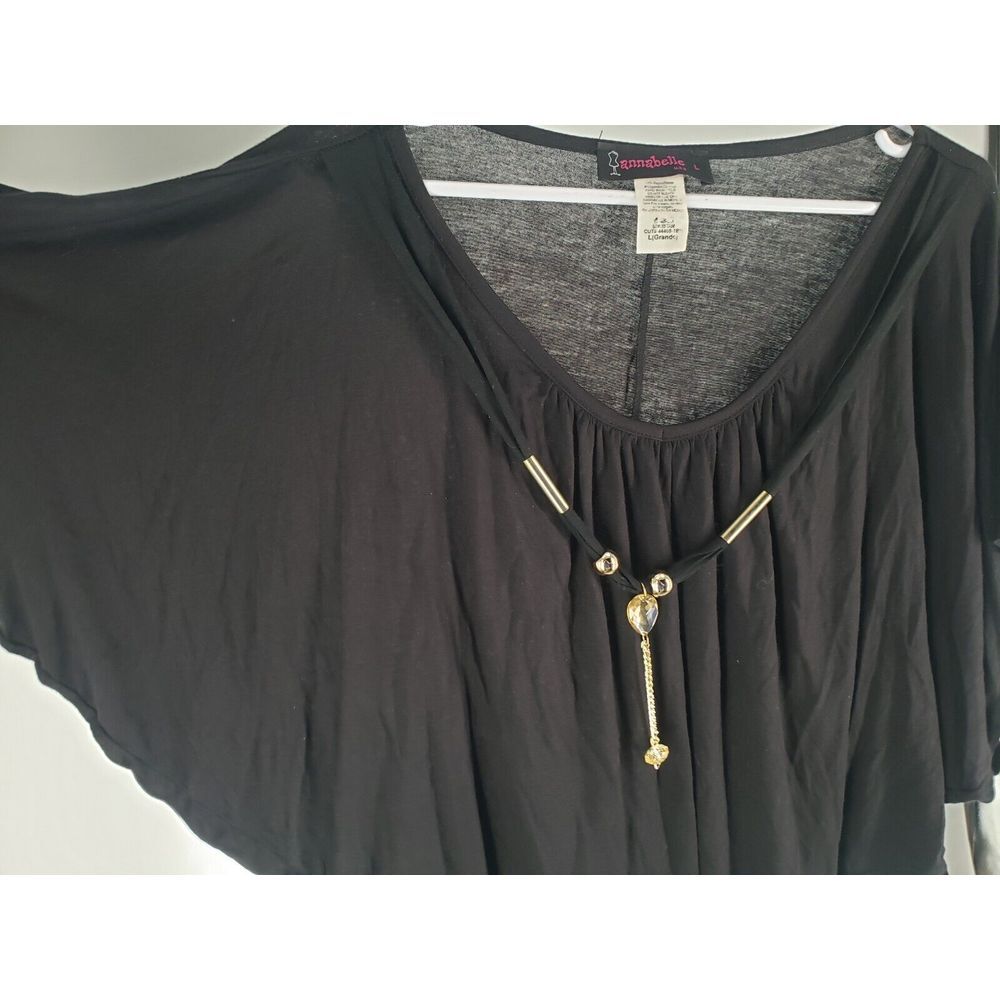 Annabelle Batwing Top Blouse w/ Decor Pendant Chain Sz Large Lightweight Stretch - Picture 6 of 9